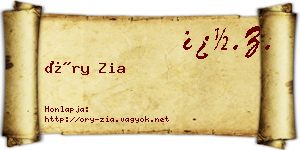 Őry Zia névjegykártya
